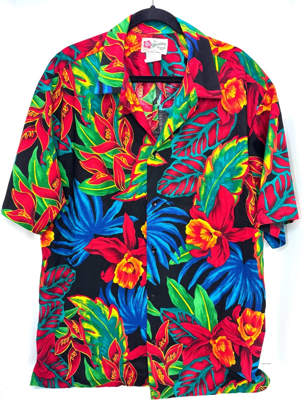 Vintage Hilo Hattie Hawaiian Shirt Blue Floral Men’s 2XL Aloha Made In Hawaii